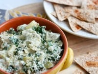 Creamy Kale and Artichoke Dip With Homemade Chips