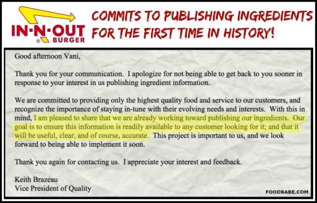 In-N-Out Commits To Publishing Ingredients