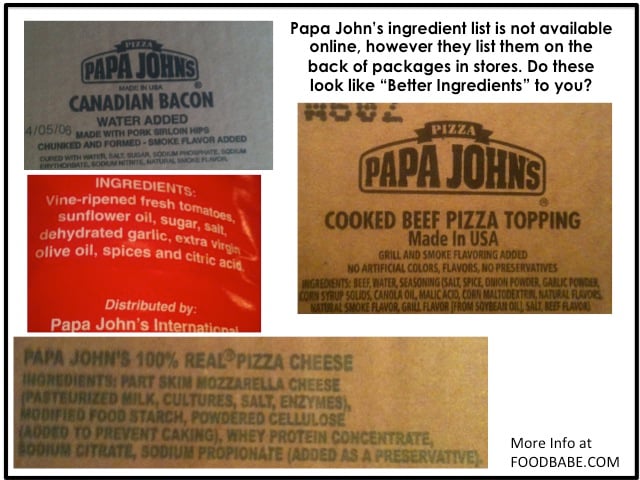 Papa Johns Ingredients